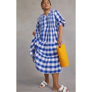 WHIT TWO Anthropologie Gingham Midi Dress